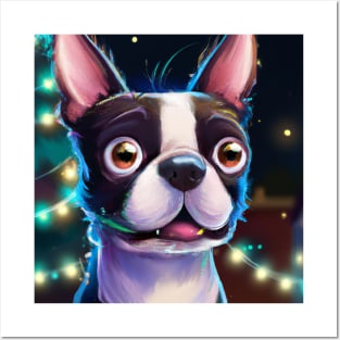 Cute Boston Terrier Drawing Posters and Art